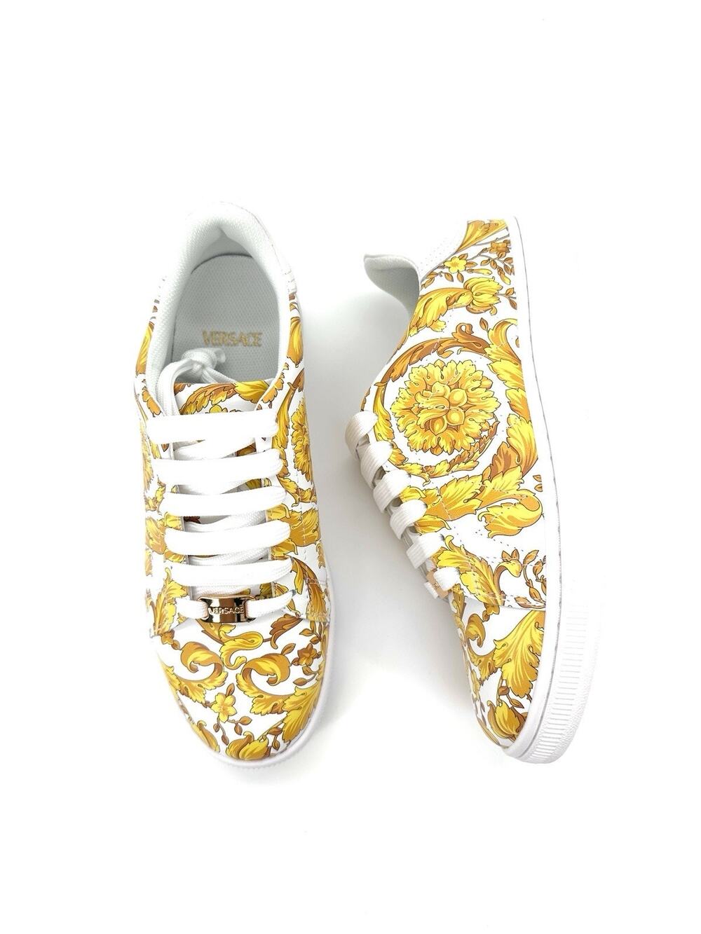 NIB Versace Medusa Women Sneakers EU 38 US 8 Barocco Print White Gold $795